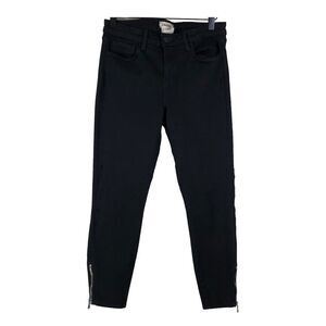 L’AGENCE Emmanuelle Black Cropped Skinny Jeans Ankle Zipper 28